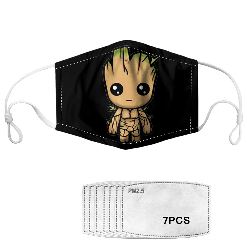 3PCS Groot Baby Cartoon Mask Outdoor Riding Mask Personalied Hanging Ear Adjusted Masks with PM2.5 Fliter